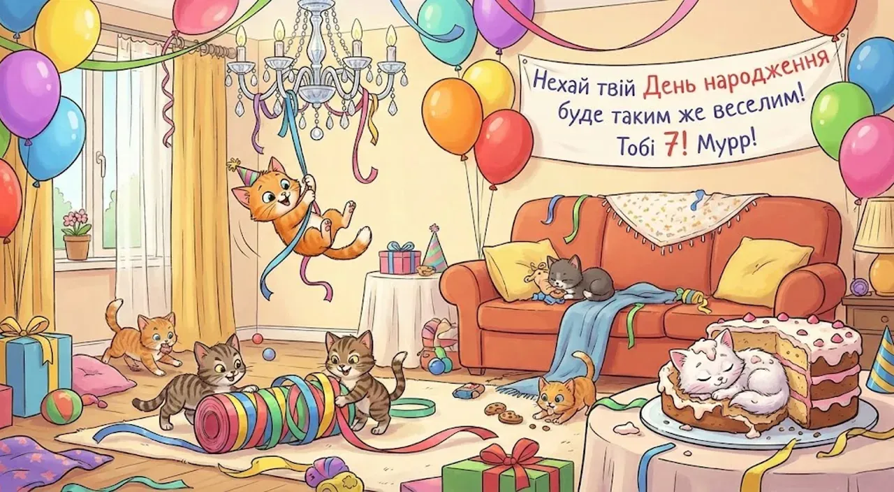 Привітання з днем народження 7 років дівчинці у картинках і листівках