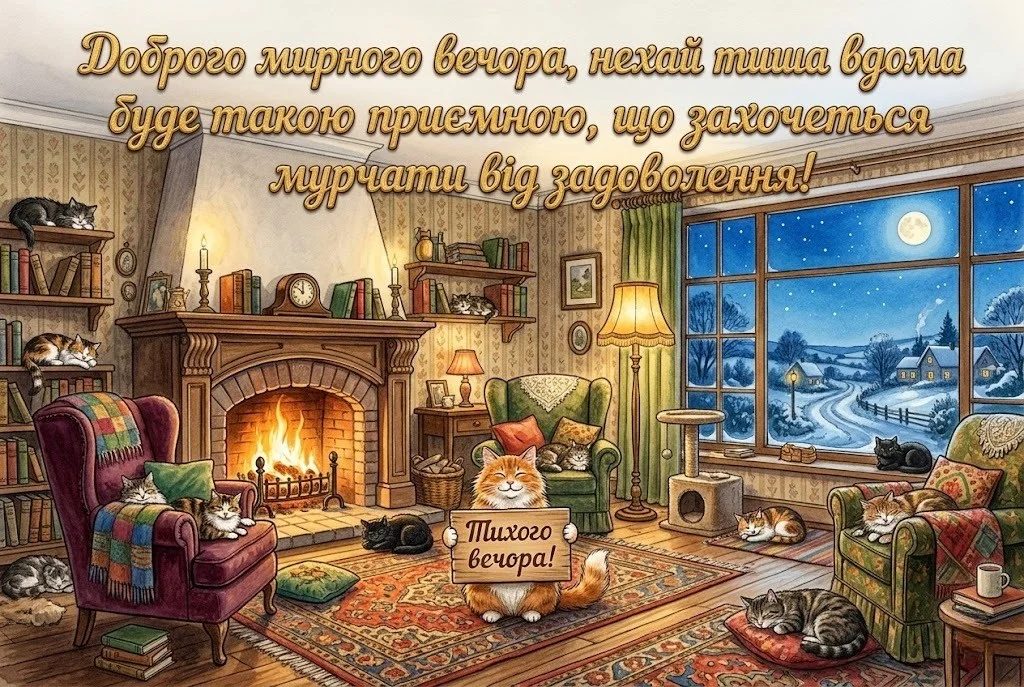 Доброго мирного вечора: добірка душевних картинок та прикольних листівок для затишного настрою