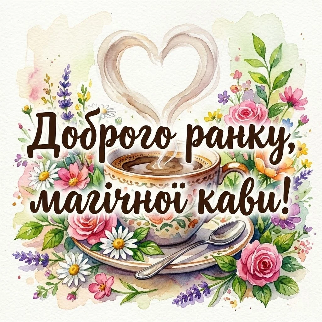 Доброго ранку та ароматна кава для натхнення у яскравих картинках і щирих побажаннях