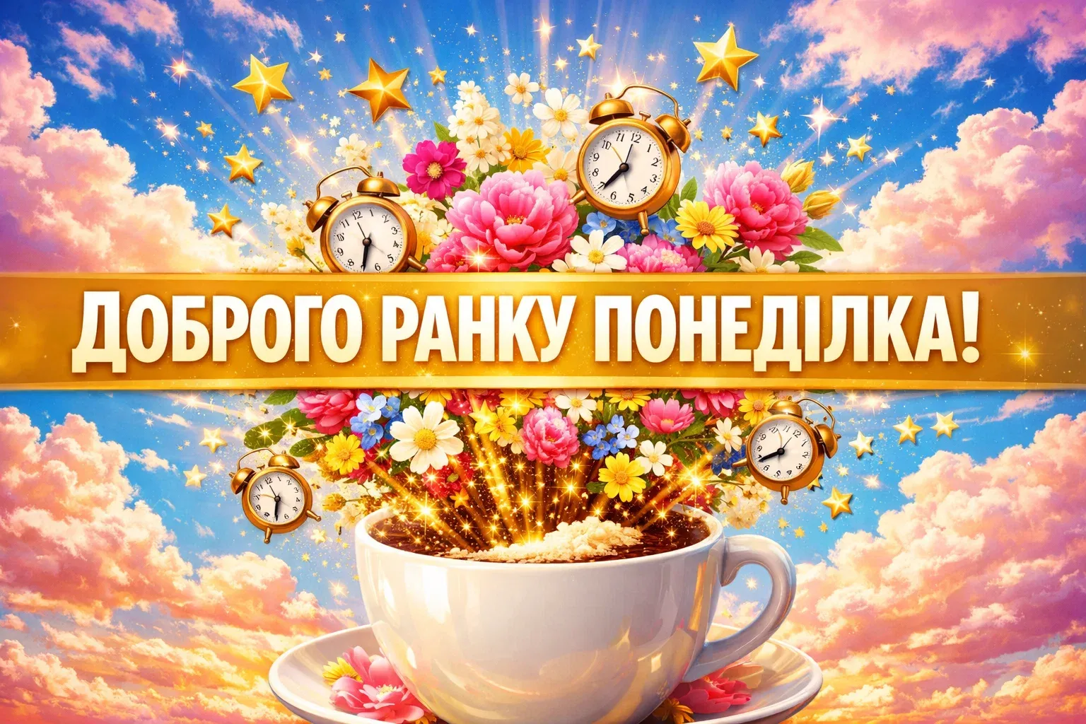 Доброго ранку понеділка та вдалого тижня: душевні побажання та красиві листівки
