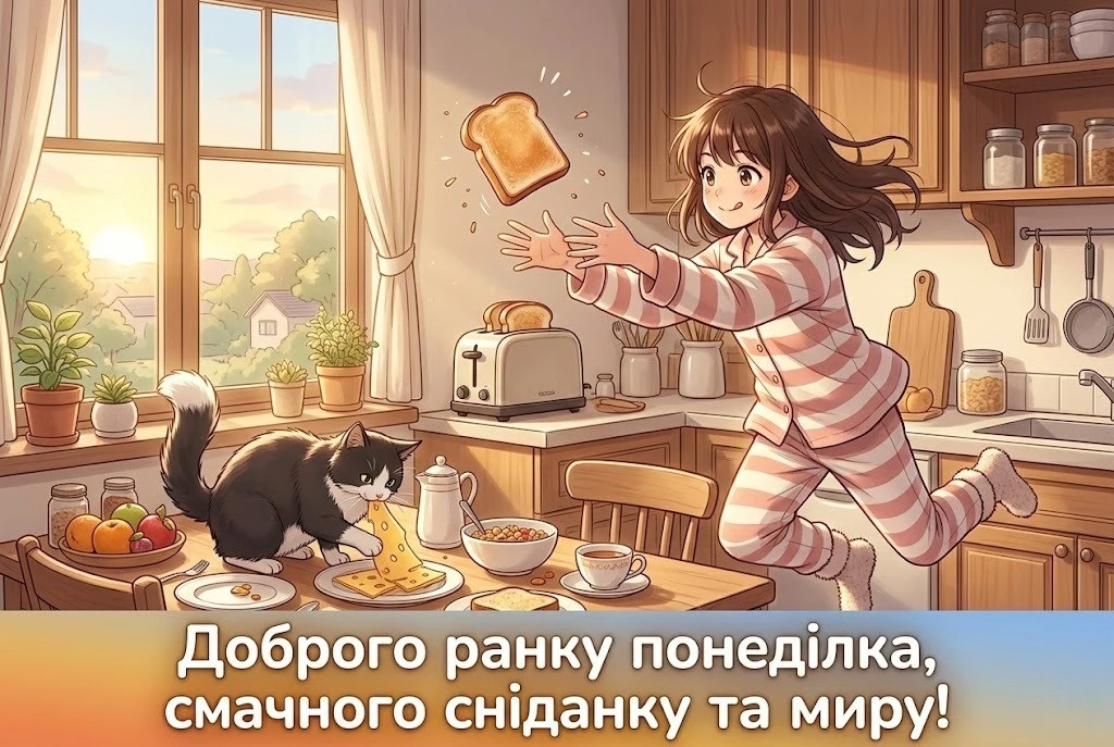 Доброго ранку понеділка та вдалого тижня: душевні побажання та красиві листівки