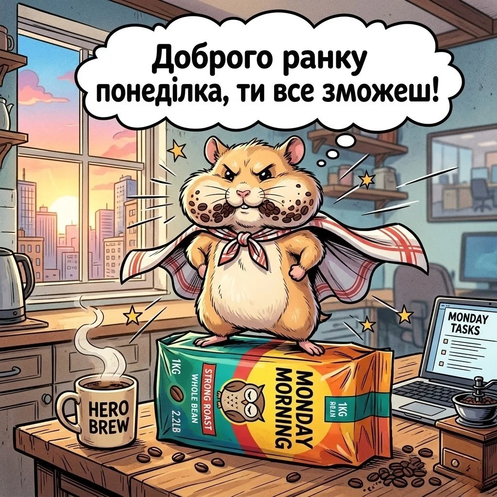 Доброго ранку понеділка та вдалого тижня: душевні побажання та красиві листівки