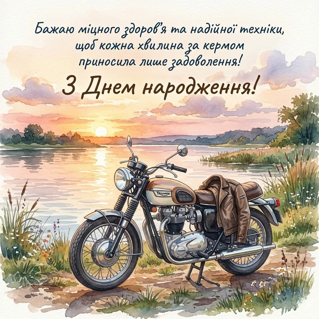 Привітання з днем народження байкера для справжніх фанатів швидкості