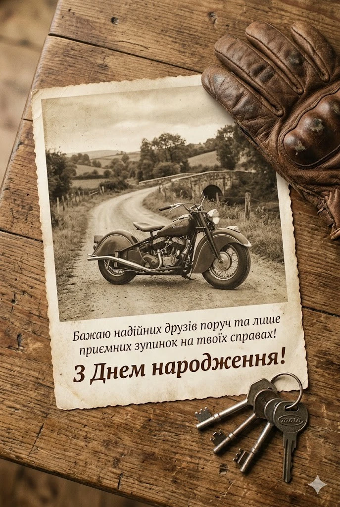 Привітання з днем народження байкера для справжніх фанатів швидкості