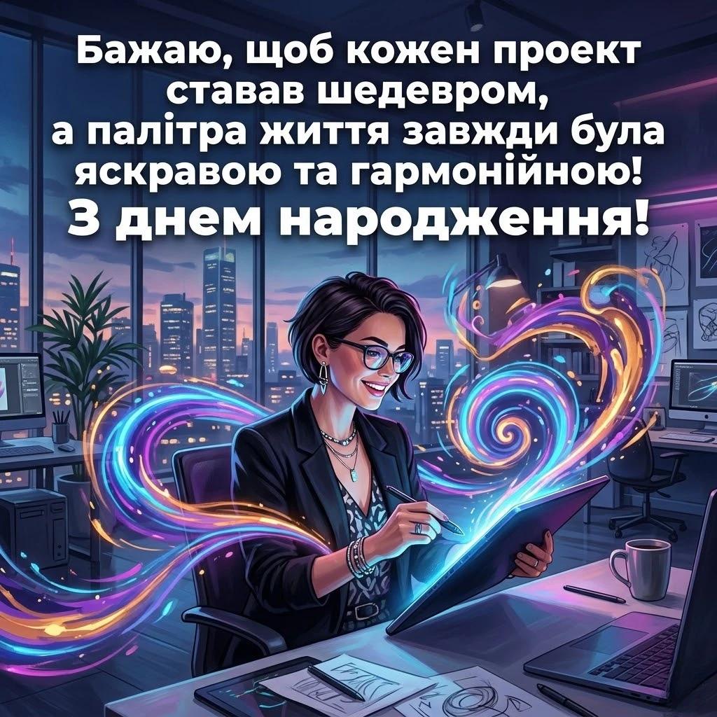 Творчі та яскраві вітання з днем народження для дизайнера