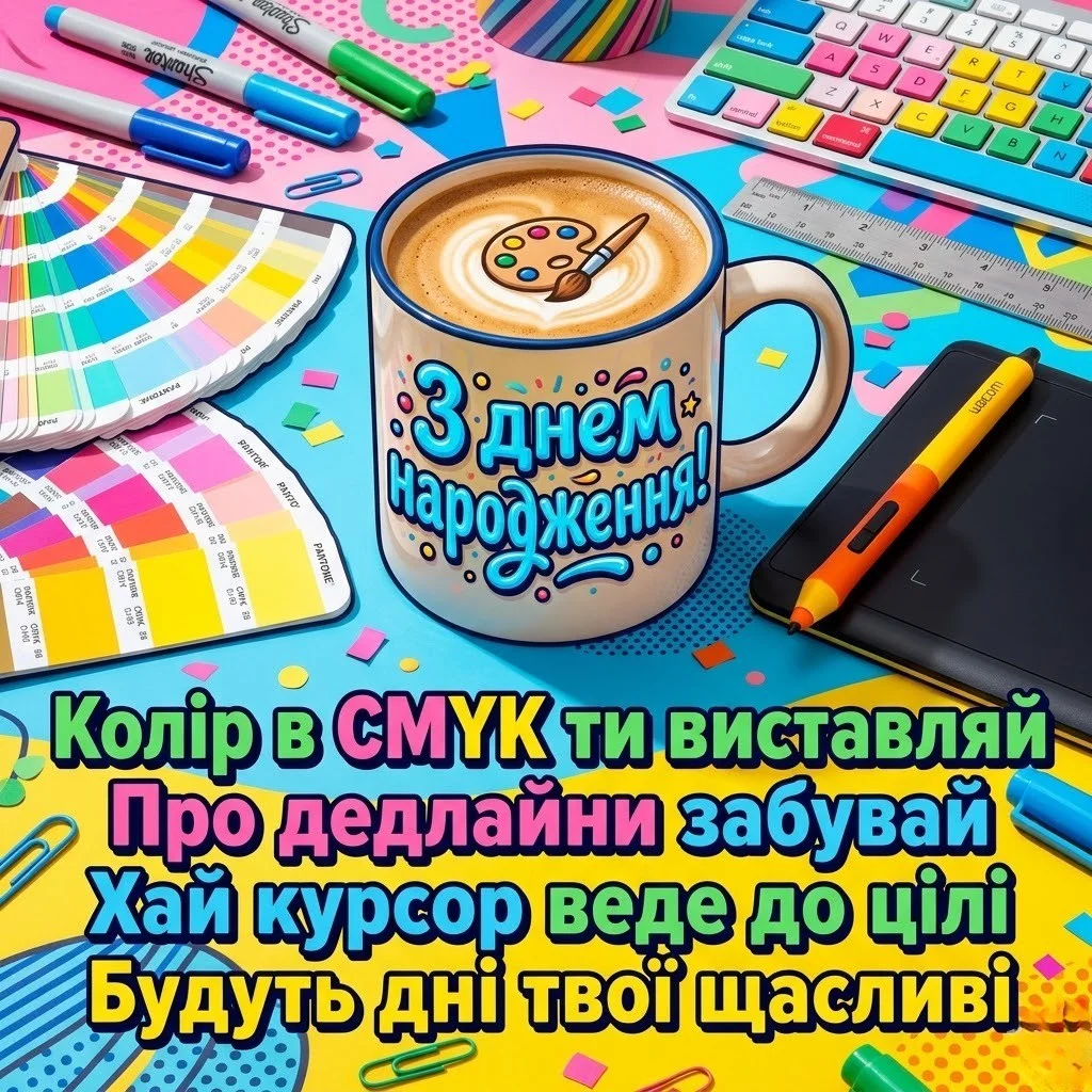 Творчі та яскраві вітання з днем народження для дизайнера