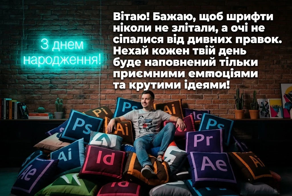 Творчі та яскраві вітання з днем народження для дизайнера