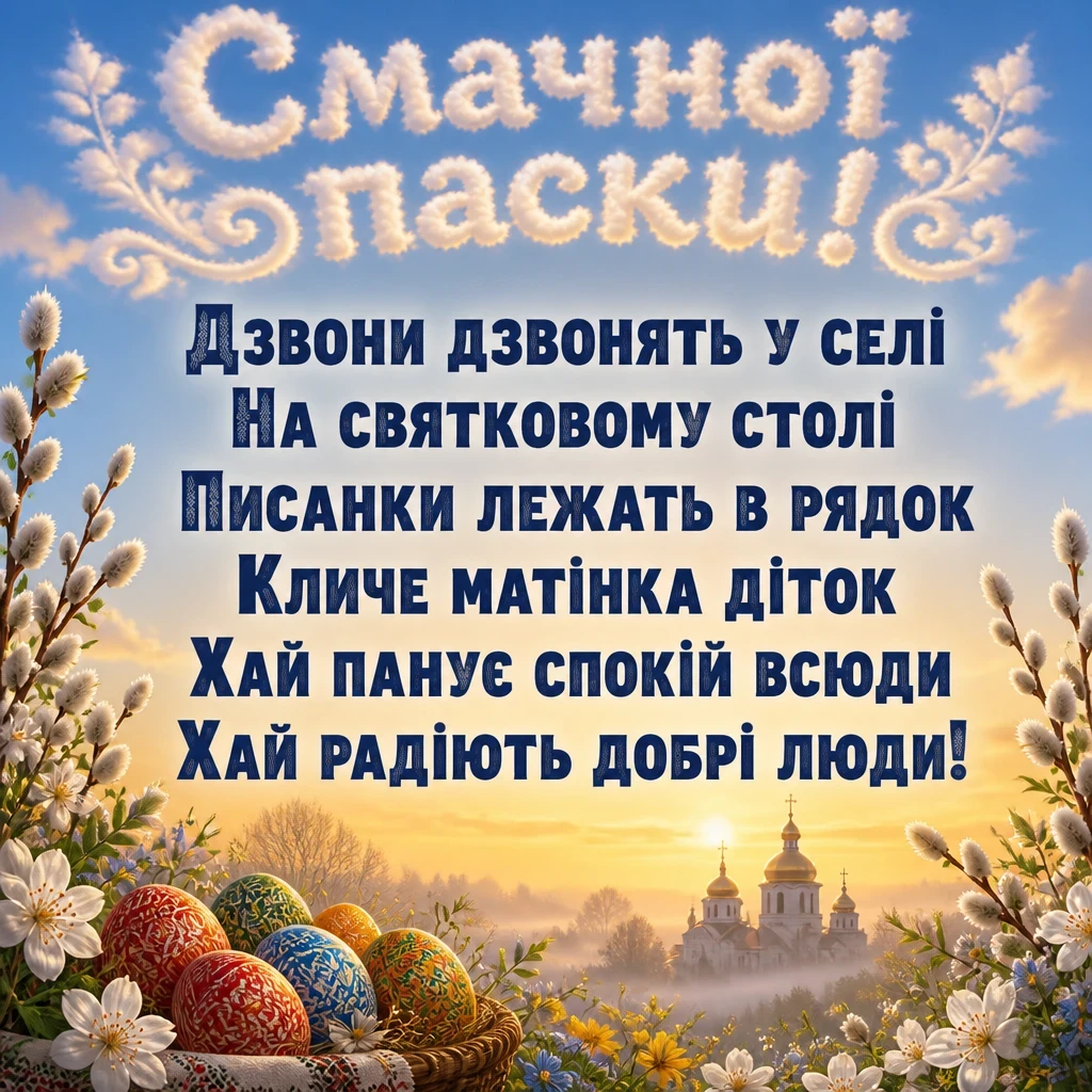смачної паски привітання