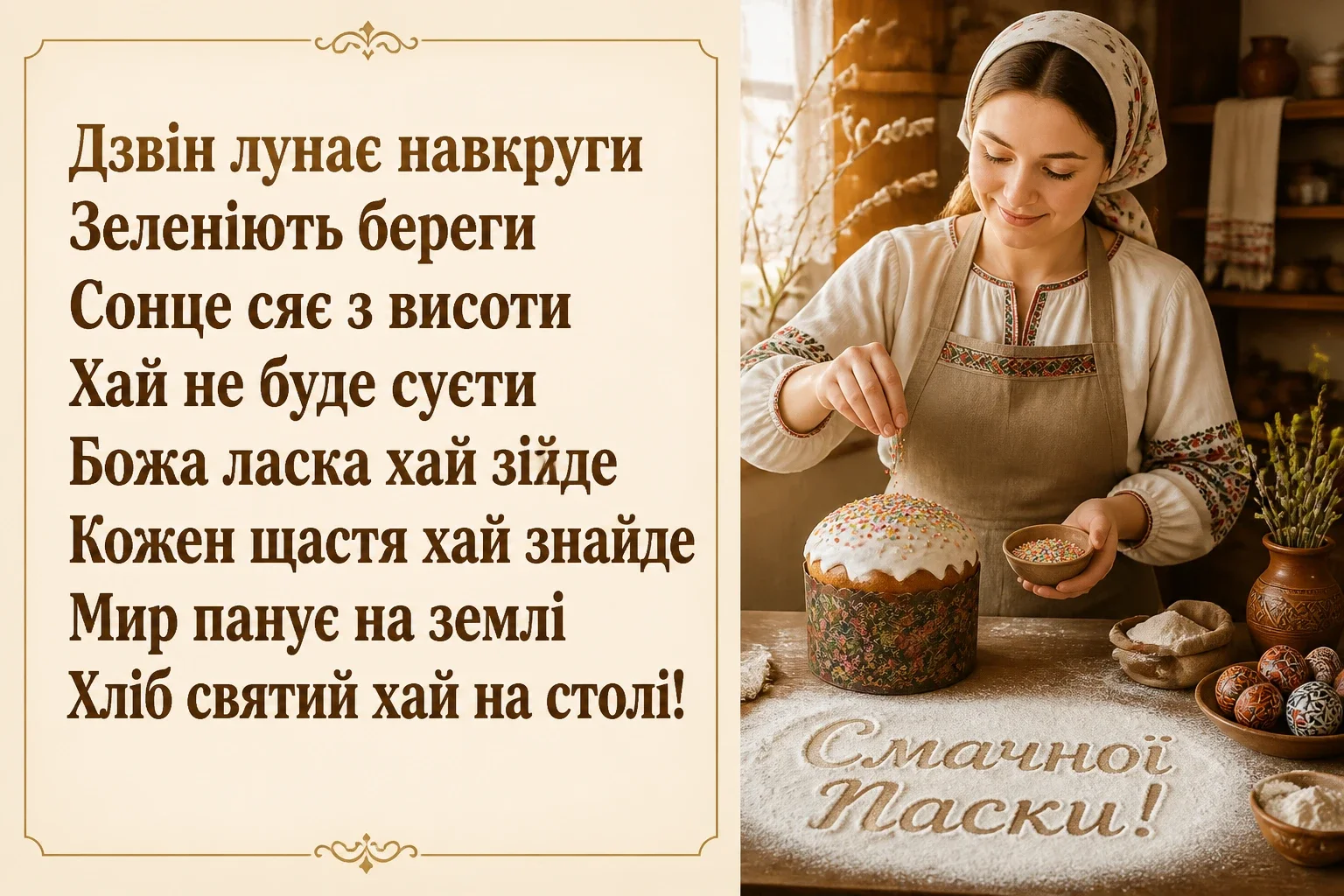 смачної паски привітання