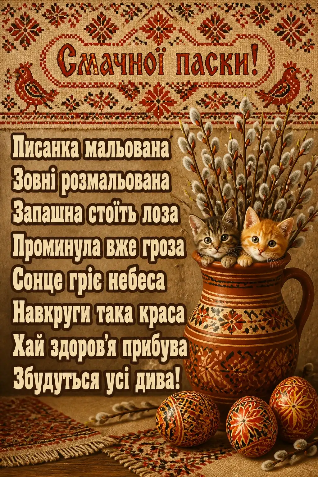 смачної паски привітання